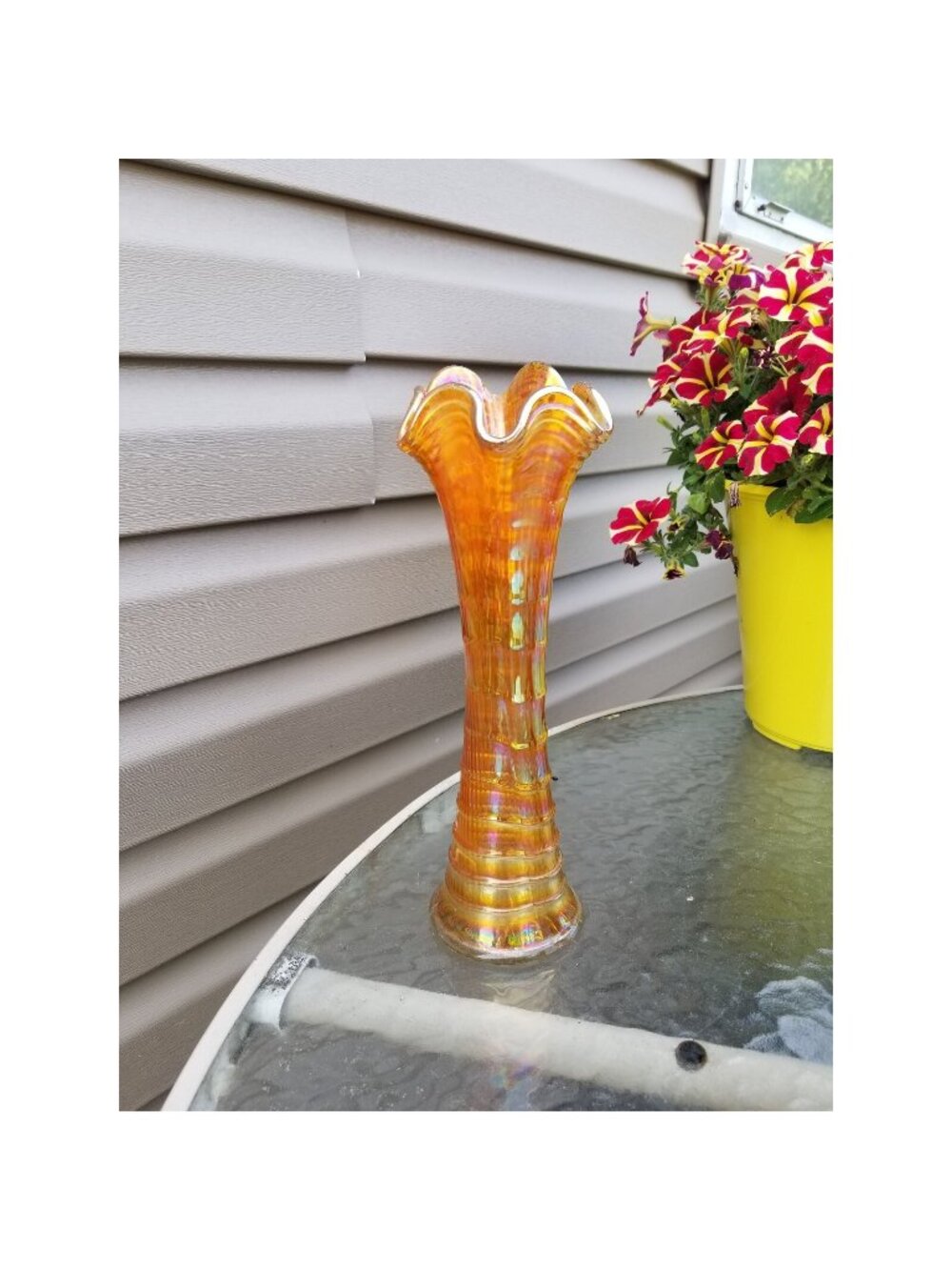 Imperial Ripple Marigold Carnival Vase 11 3/4"